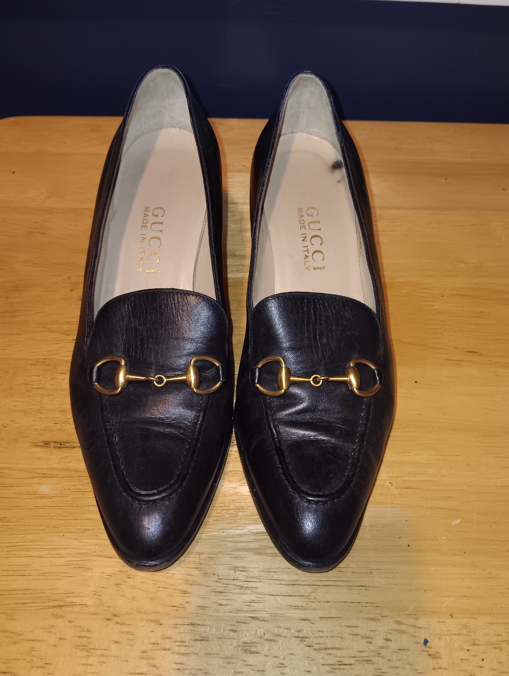 Gucci Gg Black Leather Horsebit Heels Size 7